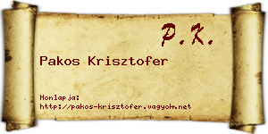 Pakos Krisztofer névjegykártya